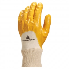 Rękawice robocze powlekane lekkim nitrylem ze ściągaczem żółte NI015